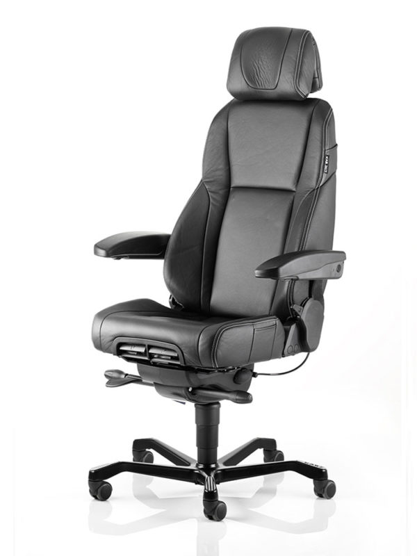 24-Stunden-Stuhl K4 Premium Leder schwarz White Line - SeatErgo